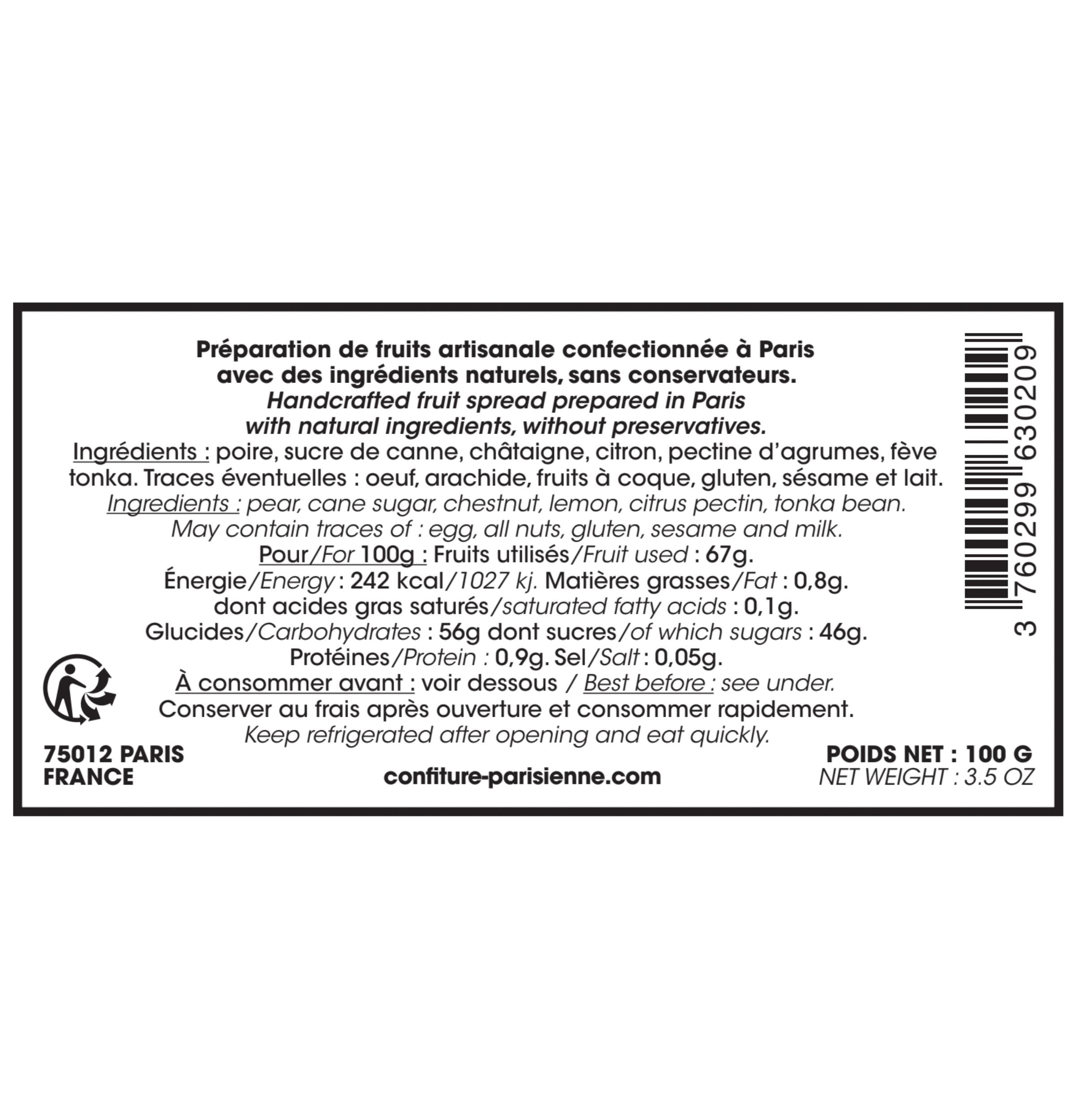 Confiture Parisienne - Châtaigne Poire