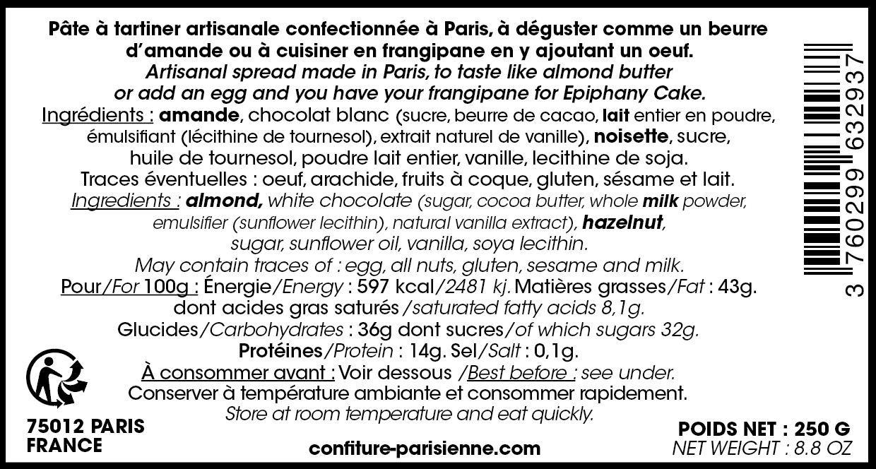 Pâte à tartiner Galette des Rois