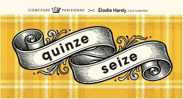 Étiquette de face « quinze · seize », tartan jaune