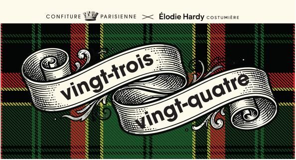 Étiquette de face « vingt-trois · vingt-quatre », tartan vert