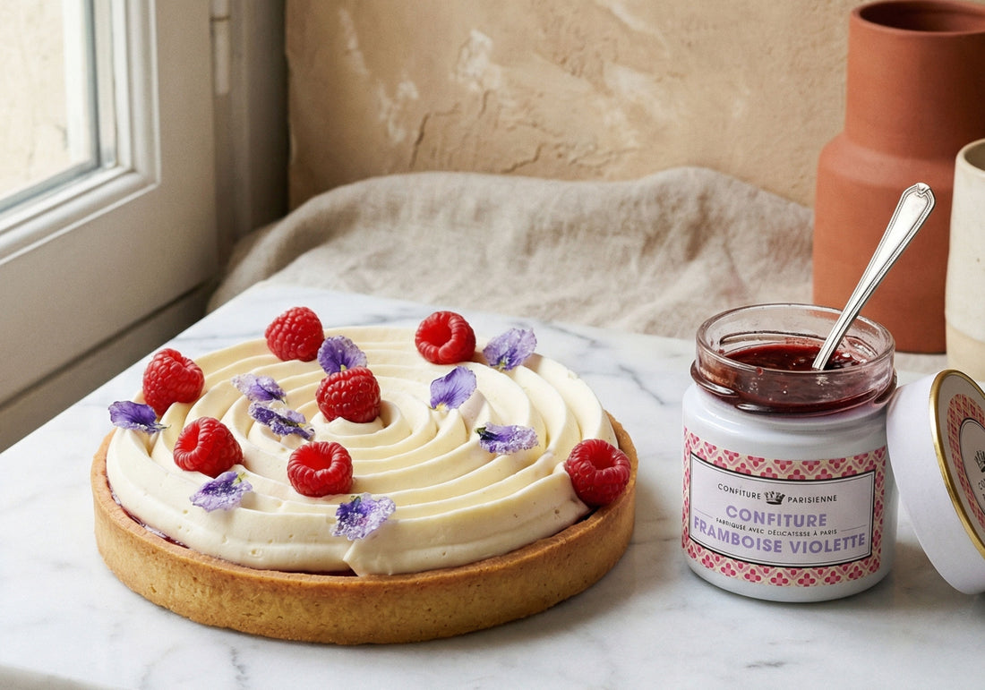 Tarte sablée framboise violette & mascarpone