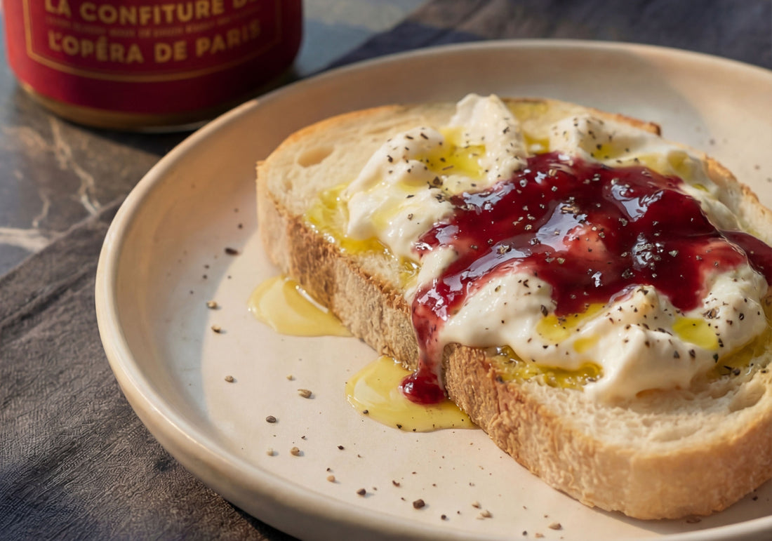 Toast burrata & Confiture Cerise Thé Fumé