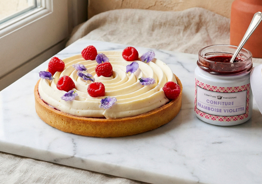 Tarte sablée framboise violette & mascarpone