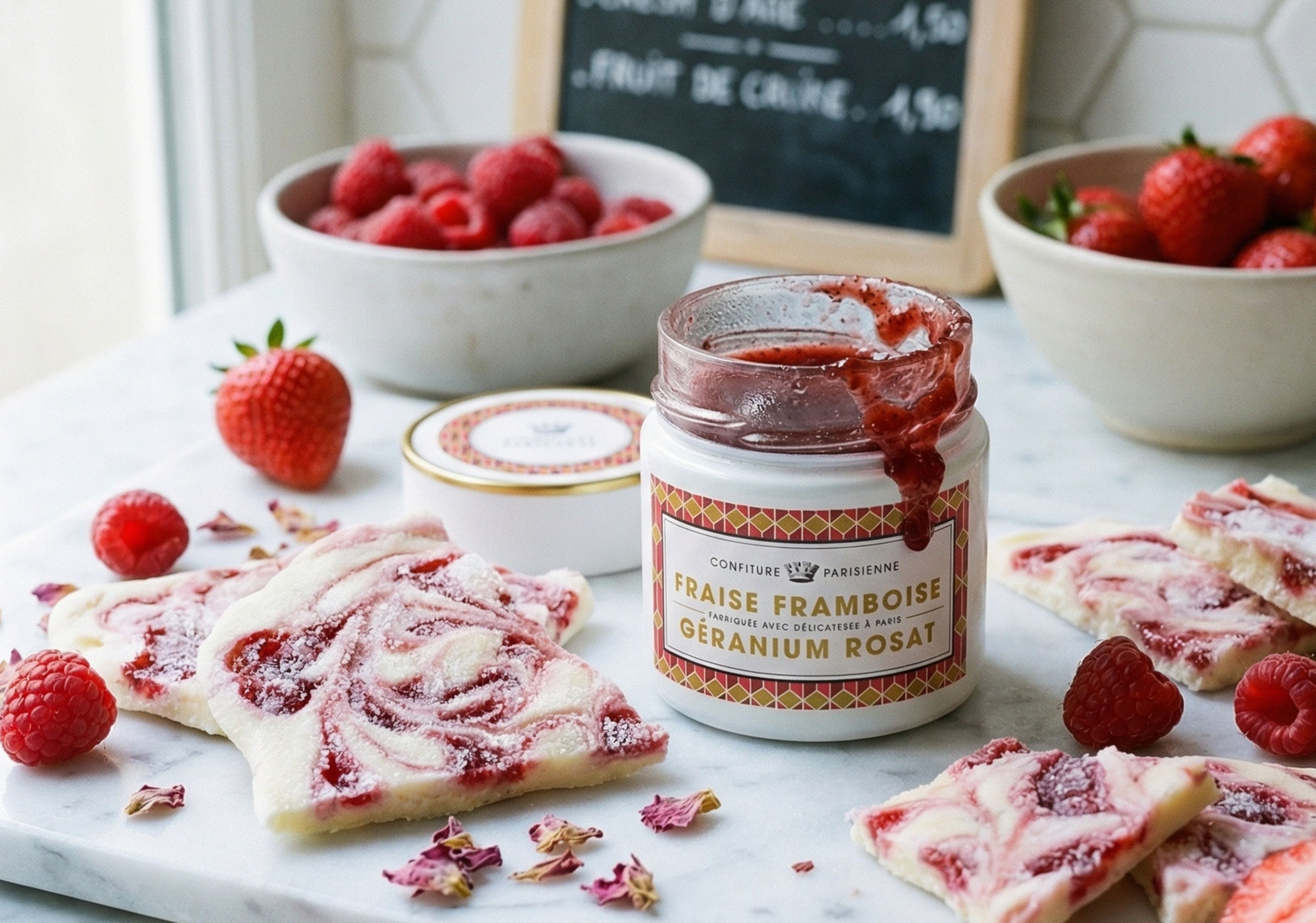Frozen Yogurt Bark & Fraise Framboise Géranium Rosat