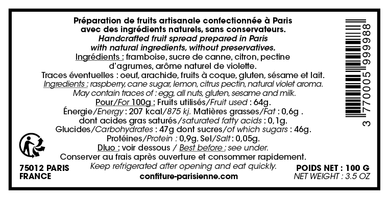 Confiture Parisienne - Framboise Violette
