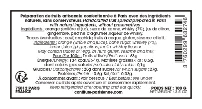 Confiture Parisienne - Confiture Orange Whisky 100G