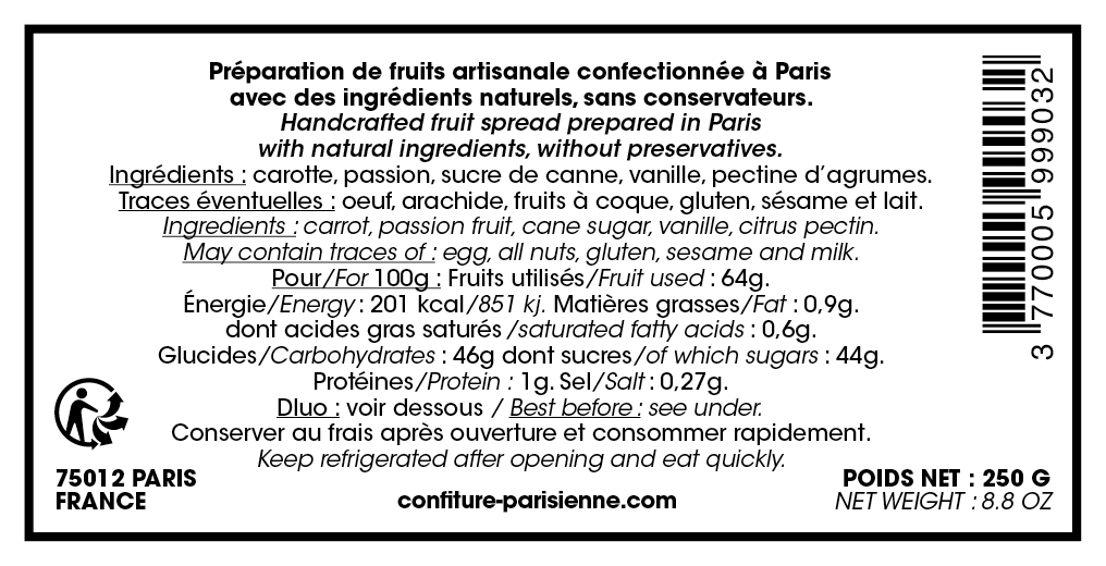 Coffret 3 recettes : Carotte Passion - Chataigne Poire - Fraise Framboise