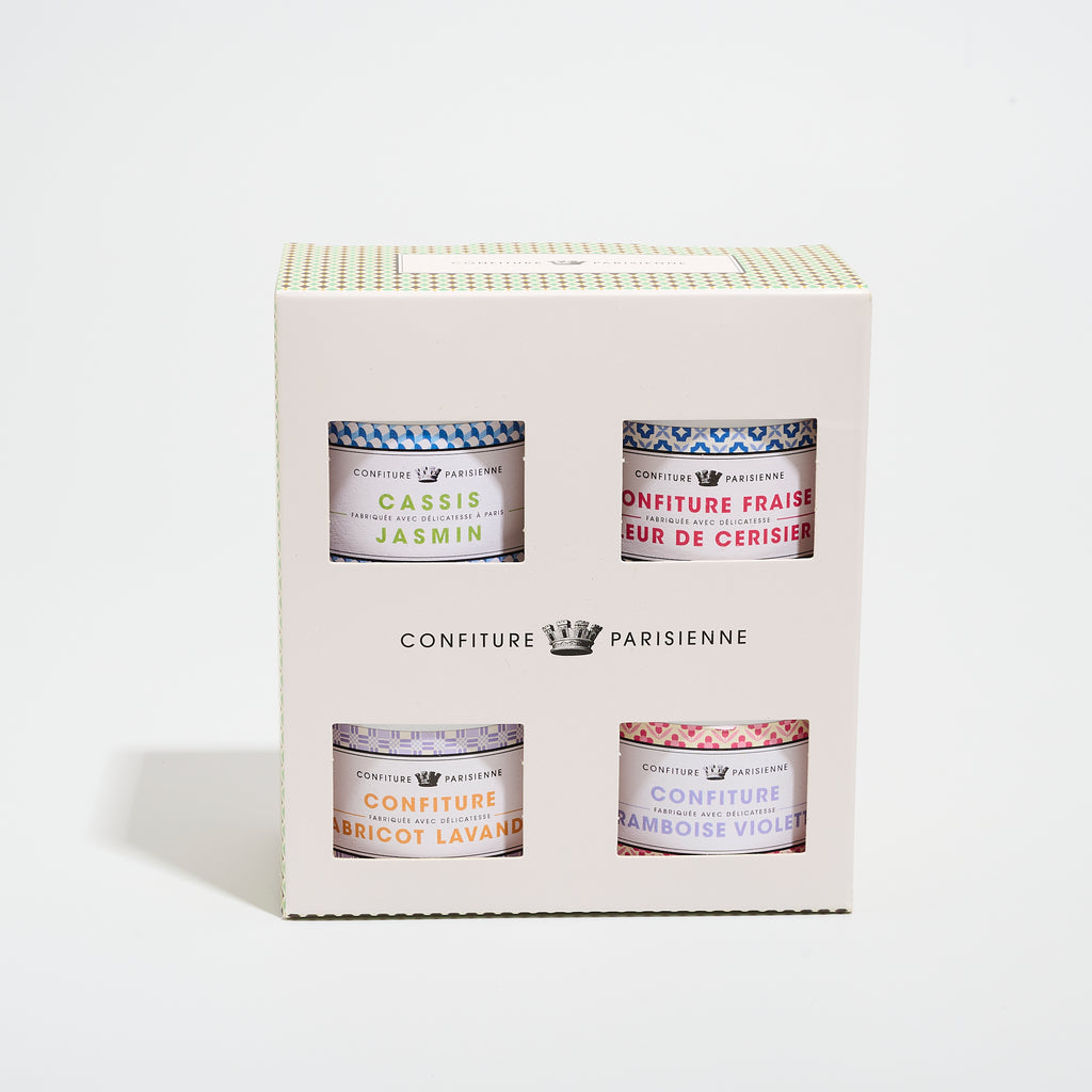 Coffret 4 recettes : Cassis Jasmin, Framboise Violette, Abricot Lavande, Fraise Fleur de cerisier