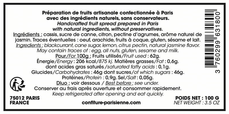 Confiture Parisienne - Cassis Jasmin