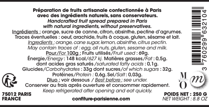 Confiture Parisienne x Musée d'Orsay - La confiture de Vincent - Orange Absinthe info