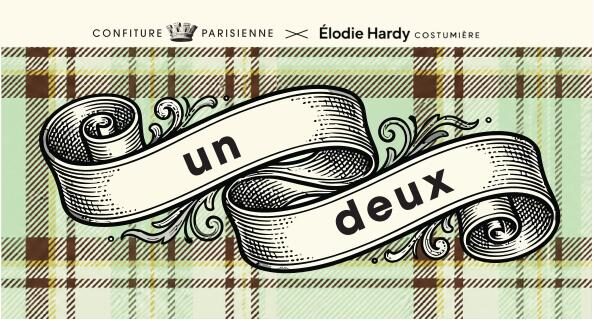 Étiquette de face « un · deux », tartan vert d'eau