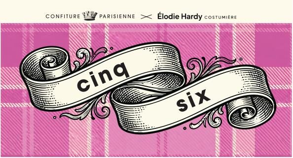 Étiquette de face « cinq · six », tartan rose