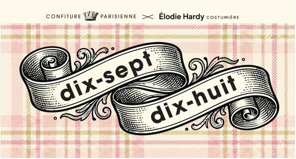 Étiquette de face « dix-sept · dix-huit », tartan crème